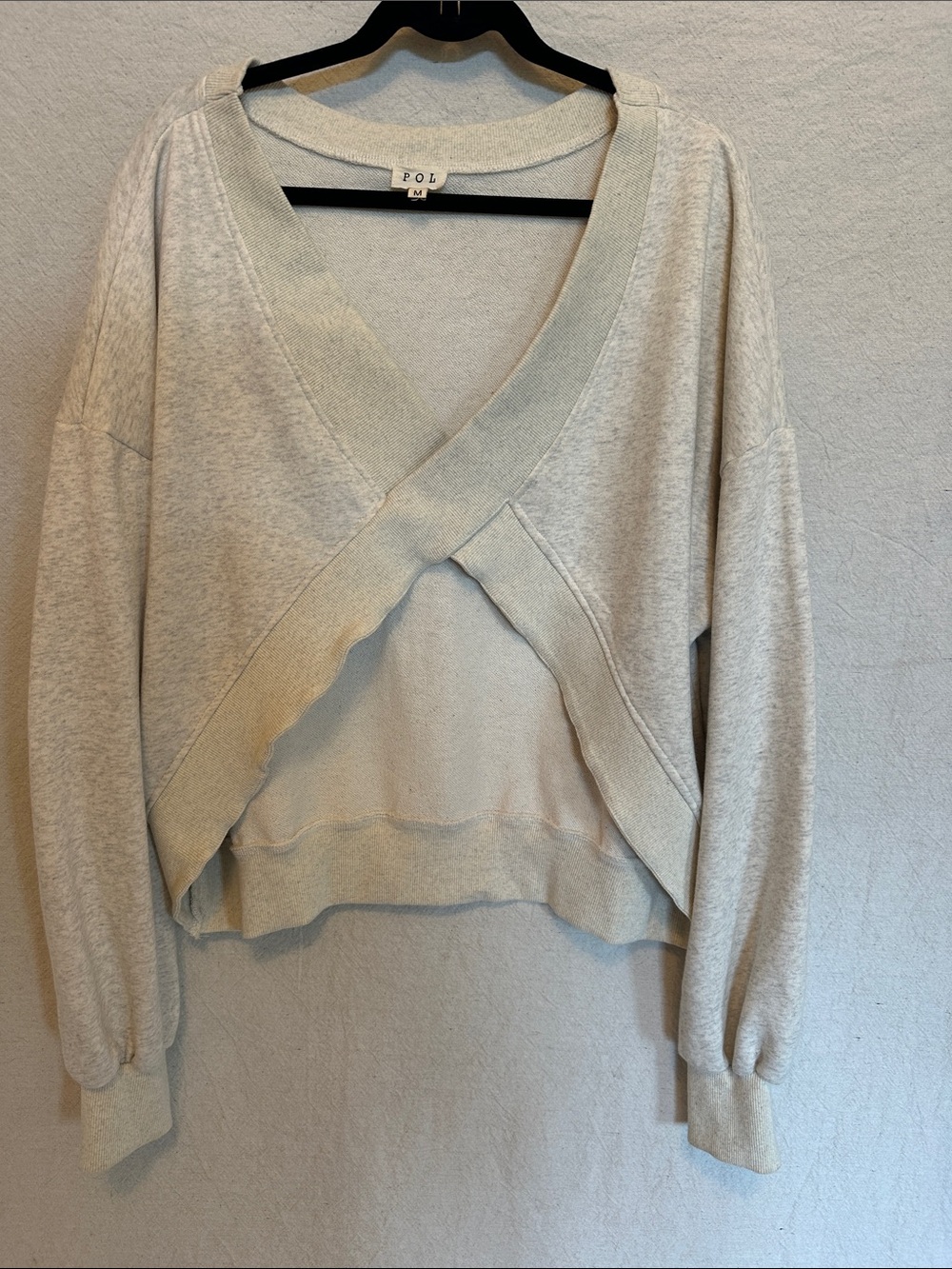 POL Light Heather Gray/Cream Crossover Oversized Sweatshirt Medium